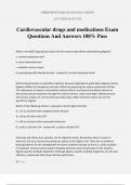 Cardiovascular drugs and medications Exam Questions And Answers 100&percnt; Pass