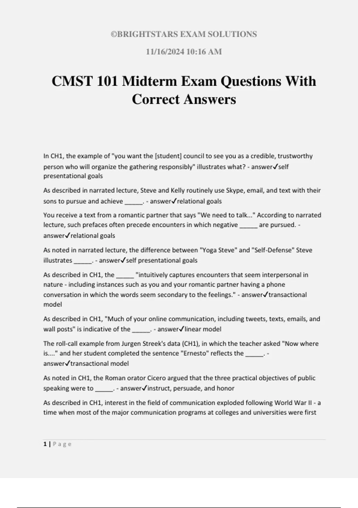 CMST 101 Midterm Exam Questions With Correct Answers - CMST 101 - Stuvia US