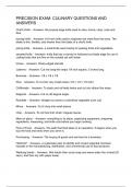 PRECISION EXAM CULINARY QUESTIONS AND ANSWERS