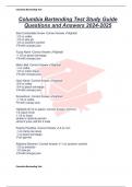 Columbia Bartending Test Study Guide Questions and Answers 2024-2025