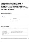 ARKANSAS PROPERTY AND CASUALTY INSURANCE EXAM 2024 ACTUAL EXAM COMPLETE 250 QUESTIONS WITH DETAILED VERIFIED ANSWERS &lpar;100&percnt; CORRECT ANSWERS&rpar; &sol; ALREADY GRADED A&plus;