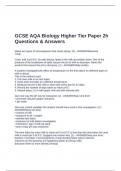 GCSE AQA Biology Higher Tier Paper 2h Questions & Answers