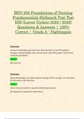 BSN 206 Foundations of Nursing Fundamentals Hallmark Post Test ISB &lpar;Latest Update 2025 &sol; 2026&rpar; Questions & Answers &vert; 100&percnt; Correct &vert; Grade A - Nightingale