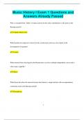 Music History I Exam 1 Questions and  Answers Already Passed