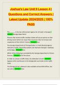 Joshua's Law Unit 9 Lesson 4 &vert; Questions and Correct Answers &vert; Latest Update 2024&sol;2025 &vert; 100&percnt; PASS