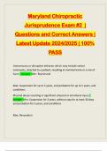 Maryland Chiropractic Jurisprudence Exam &num;2 &vert; Questions and Correct Answers &vert; Latest Update 2024&sol;2025 &vert; 100&percnt; PASS