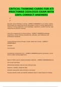 CRITICAL THINKING CARDS FOR ATI PROCTORED 2024&sol;2025 EXAM WITH 100&percnt; CORRECT ANSWERS