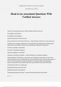 Head to toe assessment Questions With Verified Answers