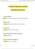 CT Junior Operator-s License Exam &lpar;2024 &sol; 2025&rpar; Actual Questions and Verified Answers&comma; 100&percnt; Guarantee Pass
