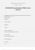 MANG201 Exam Questions With Correct Answers