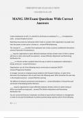 MANG 330 Exam Questions With Correct Answers