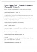 PsychPharm Quiz 1 Exam And Answers &lpar;Revised & Updated&rpar;&period;