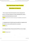Ohio Real Estate Exam Practice &lpar;2024 &sol; 2025&rpar; Actual Questions and Verified Answers&comma; 100&percnt; Guarantee Pass