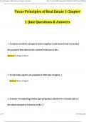 Texas Principles of Real Estate 1 Chapter 1 Quiz &lpar;2024 &sol; 2025&rpar; Actual Questions and Verified Answers&comma; 100&percnt; Guarantee Pass