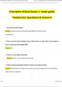 Texas Principles of Real Estate 1- study guide Austin Institute &lpar;2024 &sol; 2025&rpar; Actual Questions and Verified Answers&comma; 100&percnt; Guarantee Pass