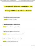 TX Real Estate Principles I Exam Prep - Fair Housing and Ethics &lpar;2024 &sol; 2025&rpar; Actual Questions and Verified Answers&comma; 100&percnt; Guarantee Pass