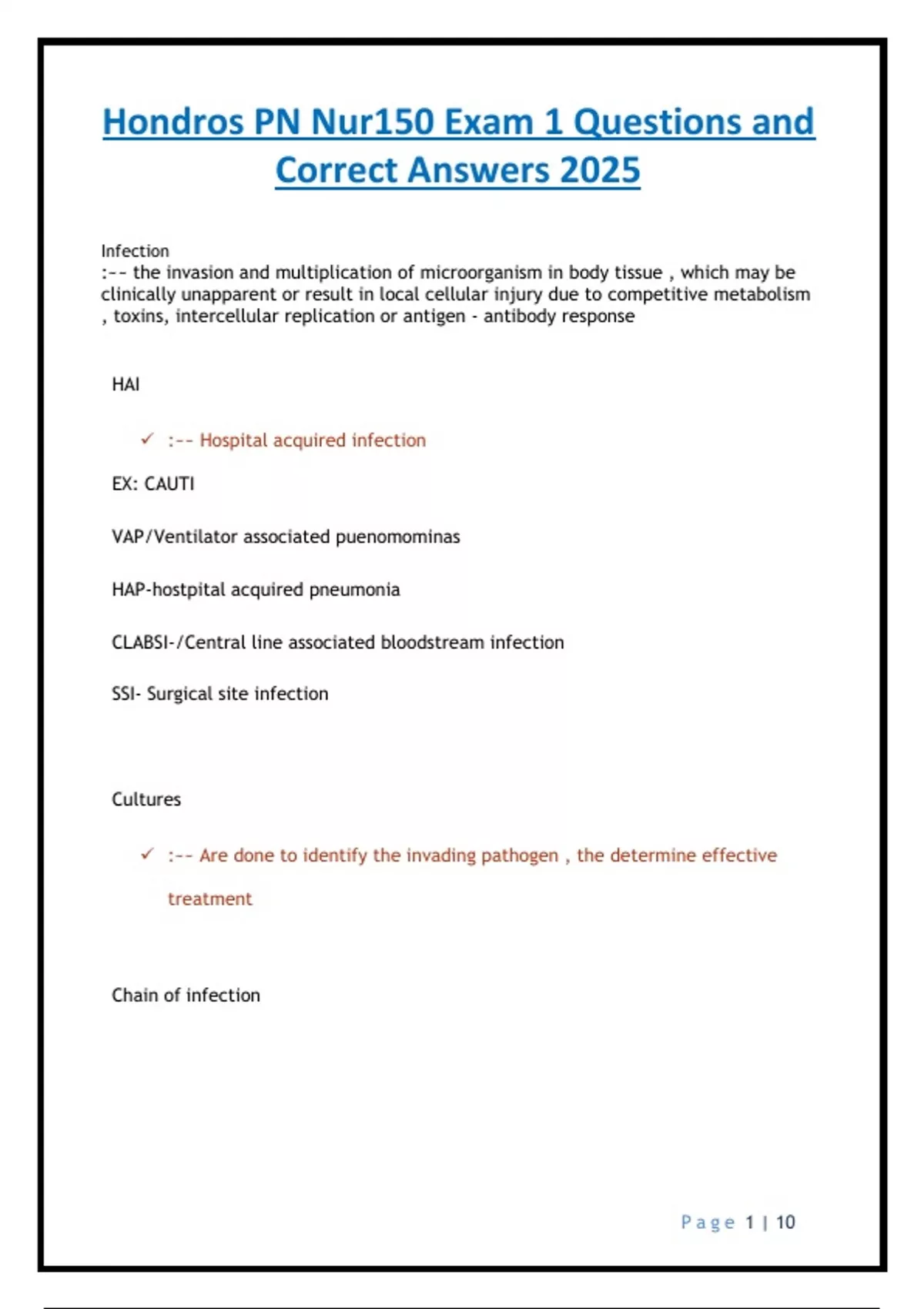 Hondros PN Nur150 Exam 1 Questions and Correct Answers 2025. - Hondros ...