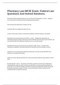  Pharmacy Law MPJE Exam&colon; Federal Law Questions And Solved Solutions&period;