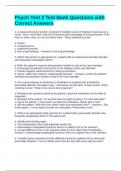 Psych Test 2 Test Bank Questions with Correct Answers