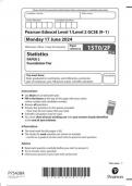 Pearson Edexcel Level 1&sol;Level 2 GCSE &lpar;9&ndash;1&rpar; 1ST0&sol;2F  Statistics PAPER 2 Foundation Tier  question paper june 2024 