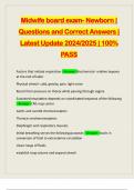 Midwife board exam- Newborn &vert; Questions and Correct Answers &vert; Latest Update 2024&sol;2025 &vert; 100&percnt; PASS