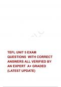 TEFL UNIT 5 EXAM QUESTIONS  WITH CORRECT ANSWERS ALL VERIFIED BY AN EXPERT  A&plus; GRADED &lpar;LATEST UPDATE&rpar;