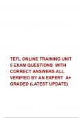 TEFL ONLINE TRAINING UNIT 5 EXAM QUESTIONS  WITH CORRECT ANSWERS ALL VERIFIED BY AN EXPERT  A&plus; GRADED &lpar;LATEST UPDATE&rpar;