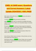 CWEL & CANS exam &vert; Questions and Correct Answers &vert; Latest Update 2024&sol;2025 &vert; 100&percnt; PASS