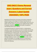 ONS ONCC Chemo Renewal exam &vert; Questions and Correct Answers &vert; Latest Update 2024&sol;2025 &vert; 100&percnt; PASS