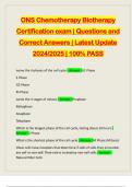 ONS Chemotherapy Biotherapy Certification exam &vert; Questions and Correct Answers &vert; Latest Update 2024&sol;2025 &vert; 100&percnt; PASS