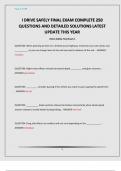 I DRIVE SAFELY FINAL EXAM COMPLETE 250 QUESTIONS AND DETAILED SOLUTIONS LATEST UPDATE THIS YEAR