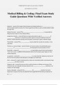 Medical Billing & Coding&colon; Final Exam Study Guide Questions With Verified Answers
