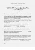MANG 3778 Practice Questions With Correct Answers