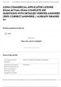 LOWA COMMERCIAL APPLICATOR LICENSE EXAM ACTUAL EXAM COMPLETE 250 QUESTIONS WITH DETAILED VERIFIED ANSWERS &lpar;100&percnt; CORRECT ANSWERS&rpar; &sol; ALREADY GRADED A&plus;