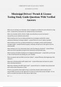 Mississippi Drivers' Permit & License Testing Study Guide Questions With Verified Answer