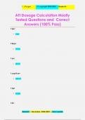 ATI Dosage Calculation Mostly Tested Questions and Correct  Answers &lpar;100&percnt; Pass&rpar;