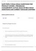SAFE POPM 5 EXAM &lpar;EXAM QUESTIONS FOR PRODUCT OWNER &sol; PROGRAMM MANAGEMENT&rpar; ACTUAL EXAM 50 REAL EXAM QUESTIONS AND CORRECT DETAILED ANSWERS