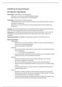 Samenvatting alle stof inleiding in de psychologie PW &lpar;Universiteit Leiden&rpar; - Hoorcolleges en literatuur