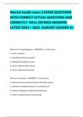 Mental health exam 3 EXAM QUESTIONS WITH CORRECT ACTUAL QUESTIONS AND CORRECTLY  WELL DEFINED ANSWERS LATEST 2024 &ndash; 2025  ALREADY GRADED A&plus; 