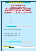 ATPL - OPERATIONAL  PROCEDURES&vert;2024-2025  UPDATE&vert;COMPREHENSIVE FREQUENTLY  MOST TESTED QUESTIONS AND VERIFIED  ANSWERS&vert;GET IT 100&percnt; ACCURATE&excl;&excl; Pass