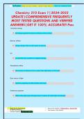 Chemistry 210 Exam 1&vert;2024-2025  UPDATE&vert;COMPREHENSIVE FREQUENTLY  MOST TESTED QUESTIONS AND VERIFIED  ANSWERS&vert;GET IT 100&percnt; ACCURATE&excl;&excl; Pass