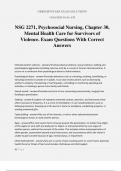 NSG 2271&comma; Psychosocial Nursing&comma; Chapter 30&comma; Mental Health Care for Survivors of Violence&period; Exam Questions With Correct Answers