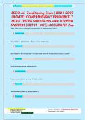 ESCO Air Conditioning Exam&vert;2024-2025  UPDATE&vert;COMPREHENSIVE FREQUENTLY  MOST TESTED QUESTIONS AND VERIFIED  ANSWERS&vert;GET IT 100&percnt; ACCURATE&excl;&excl; Pass