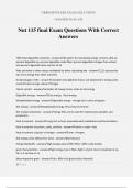 Nut 115 final Exam Questions With Correct Answers