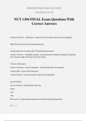 NUT 1304 FINAL Exam Questions With Correct Answers