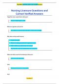 Nursing Licensure Questions and  Correct Verified Answers