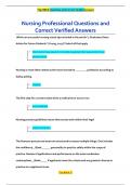 Nursing Professional Questions and  Correct Verified Answers