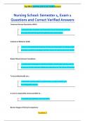 Nursing School&colon; Semester 1&comma; Exam 1 Questions and Correct Verified Answers