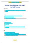 Nursing Test Questions and Correct  Verified Answers