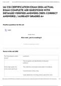 IAI CSI CERTIFICATION EXAM 2024 ACTUAL EXAM COMPLETE 400 QUESTIONS WITH DETAILED VERIFIED ANSWERS &lpar;100&percnt; CORRECT ANSWERS&rpar; &sol; ALREADY GRADED A&plus;